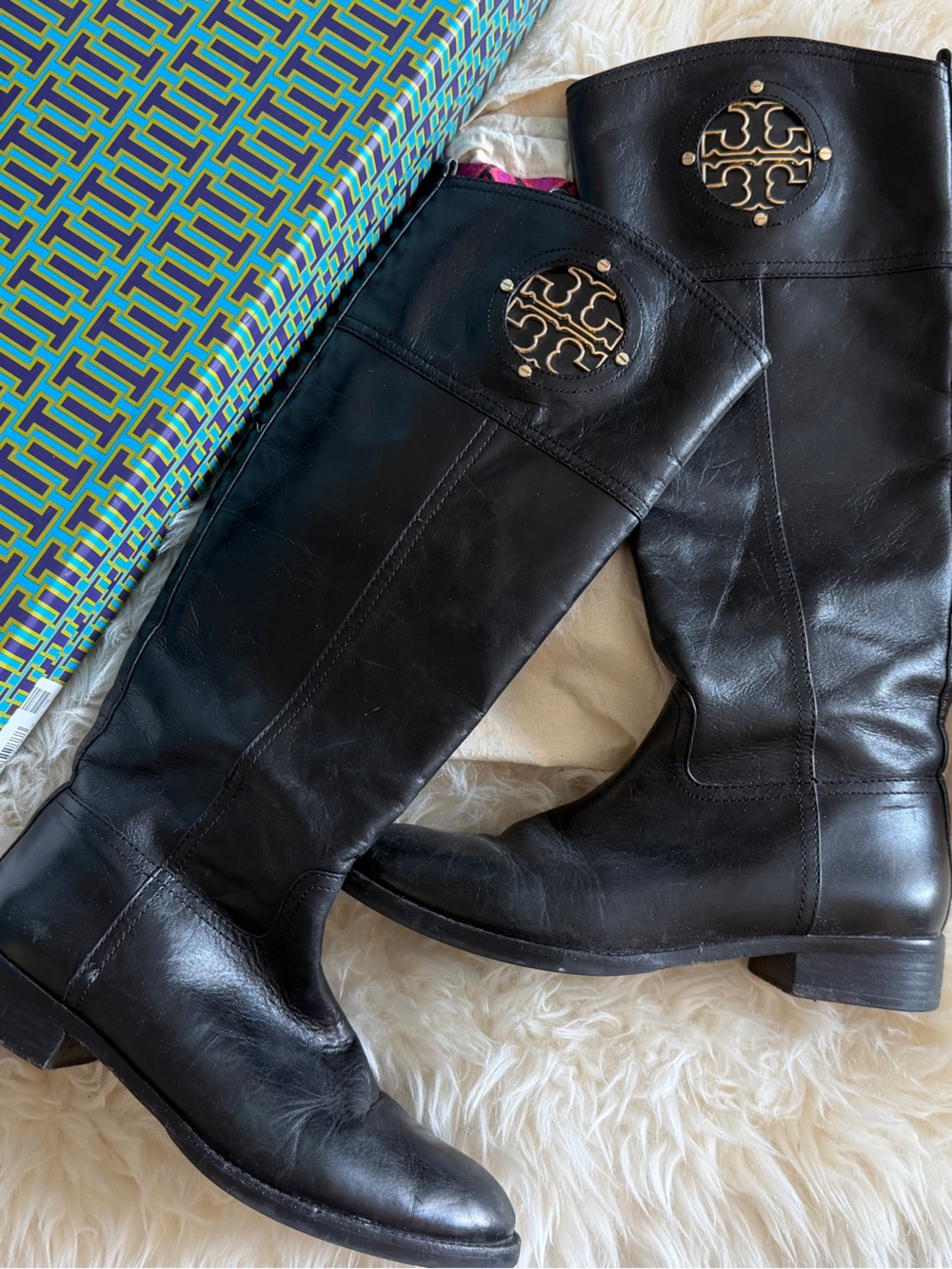 Tory Burch Black Leather Riding Boots
